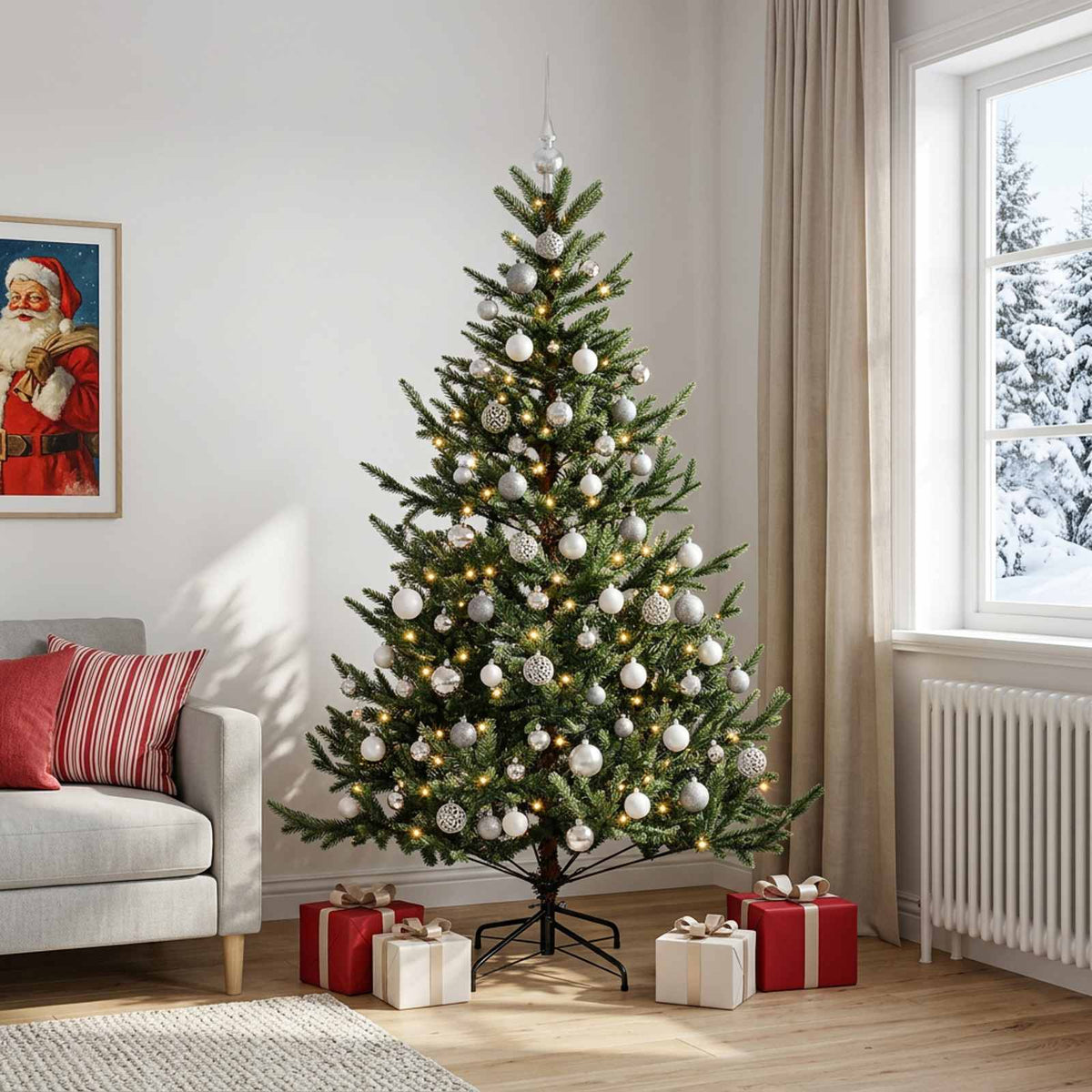 vidaXL Artificial Christmas Tree with Bauble 240 cm 300 LEDs 3