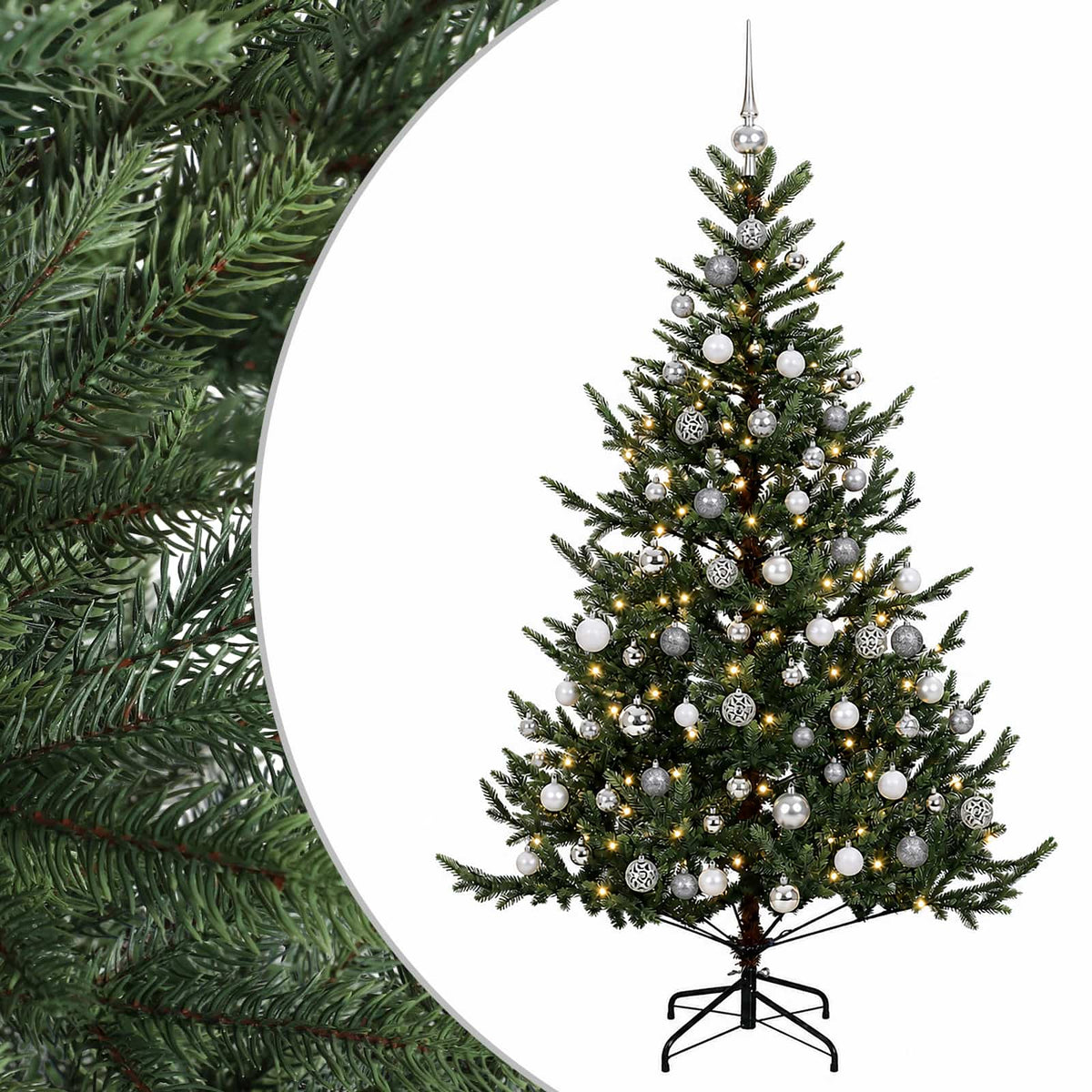 vidaXL Artificial Christmas Tree with Bauble 180 cm 300 LEDs 2