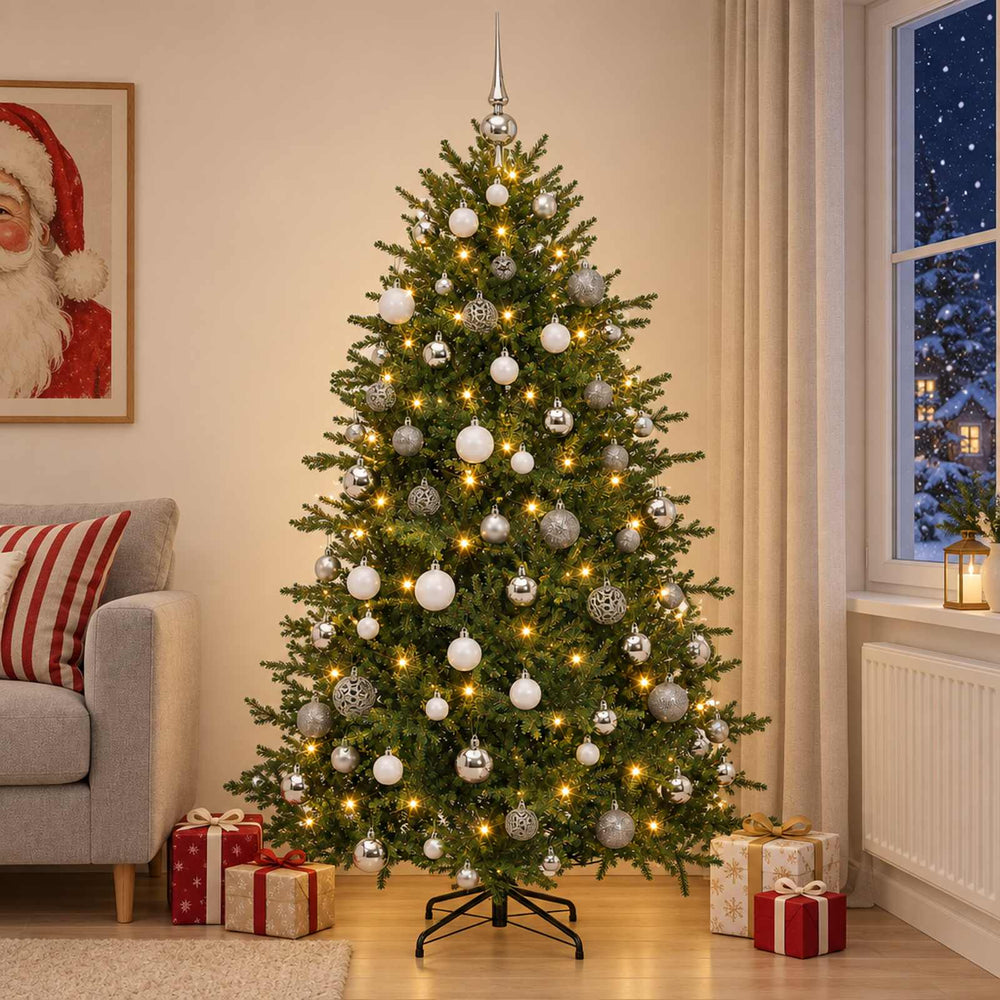 vidaXL Artificial Christmas Tree with Bauble 240 cm 300 LEDs