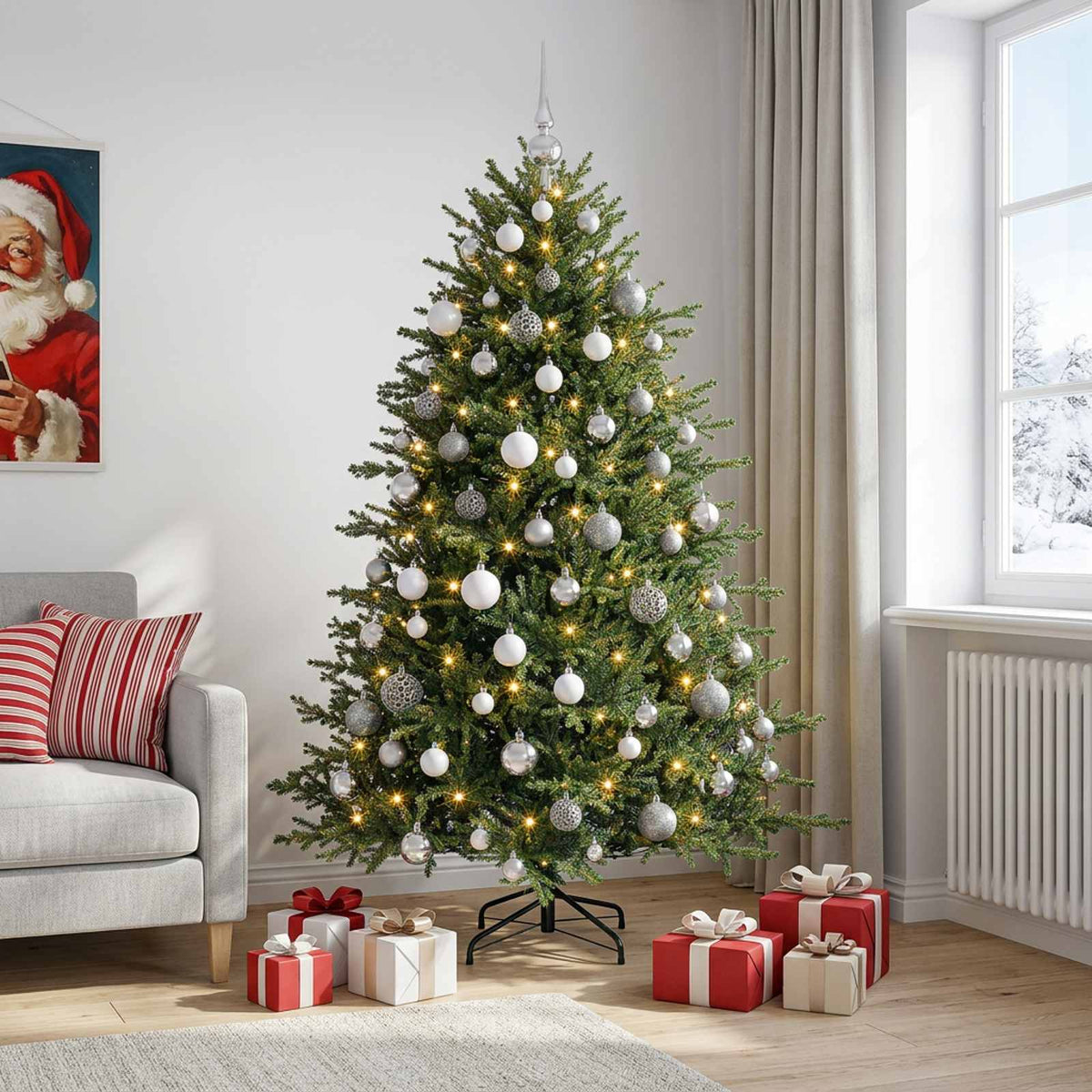 vidaXL Artificial Christmas Tree with Bauble 240 cm 300 LEDs 3