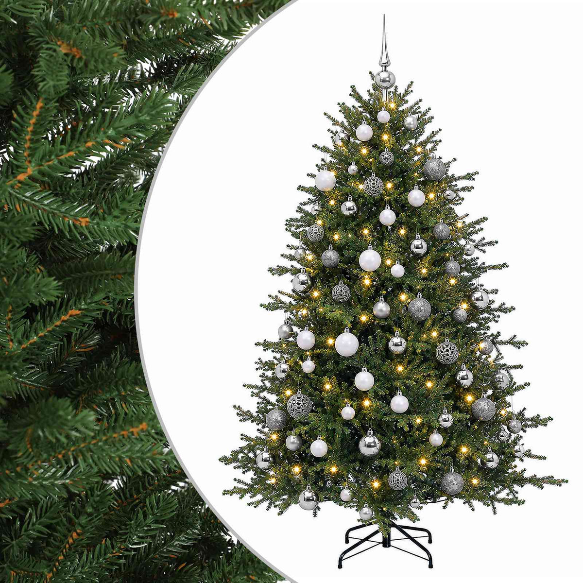 vidaXL Artificial Christmas Tree with Bauble 240 cm 300 LEDs 2