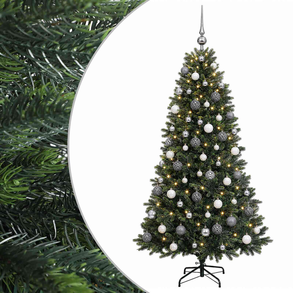 vidaXL Artificial Christmas Tree with Bauble 180 cm 300 LEDs 2