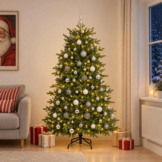 vidaXL Artificial Christmas Tree with Bauble 210 cm 300 LEDs 1