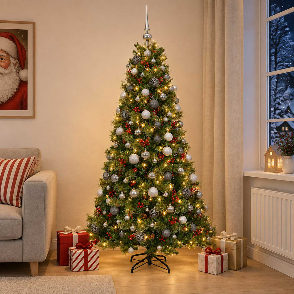 vidaXL Artificial Christmas Tree with Bauble 180 cm 300 LEDs