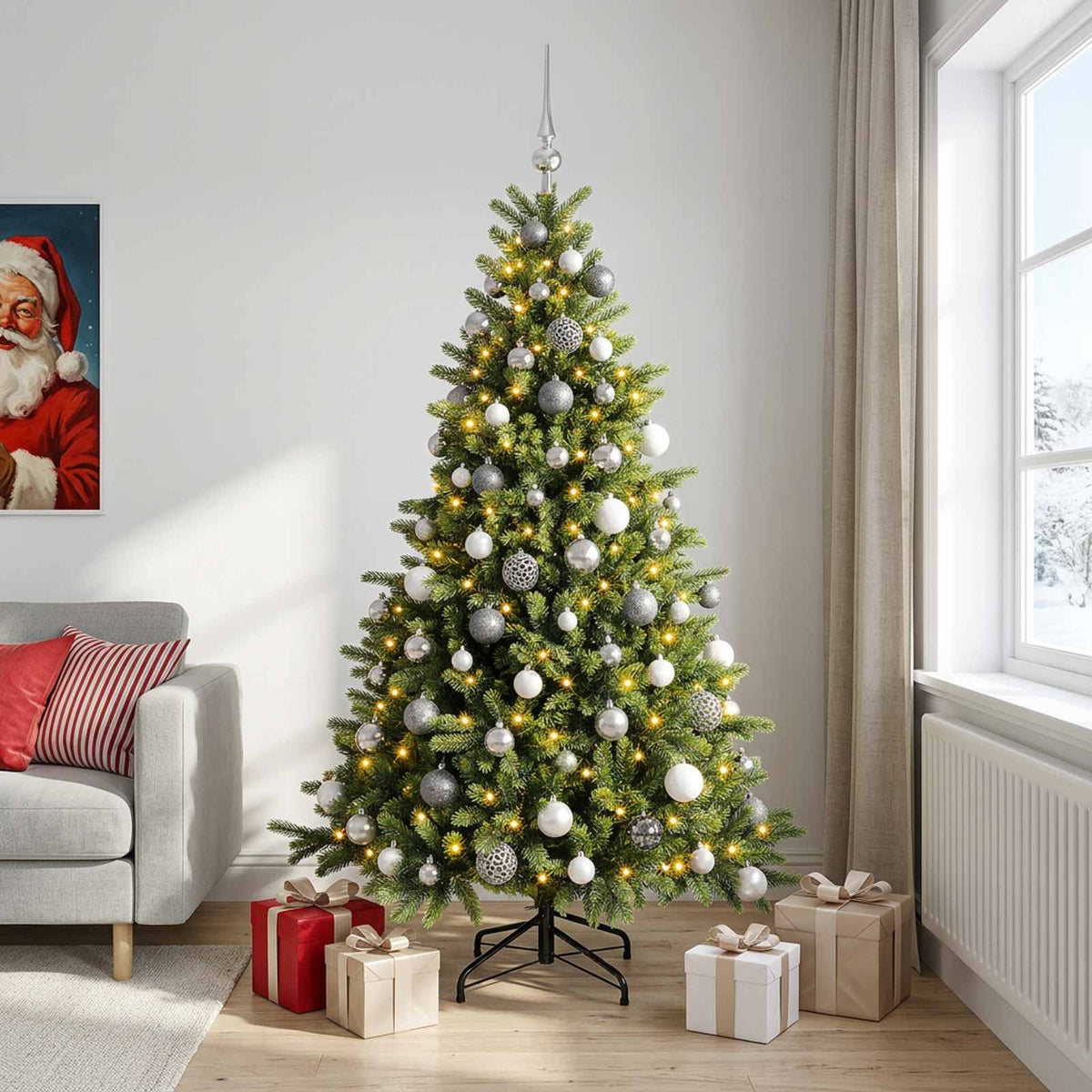 vidaXL Artificial Christmas Tree with Bauble 180 cm 300 LEDs 3