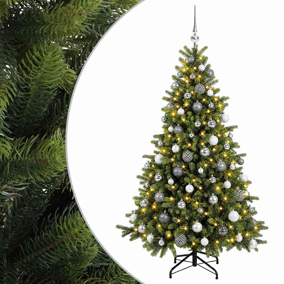 vidaXL Artificial Christmas Tree with Bauble 180 cm 300 LEDs 2