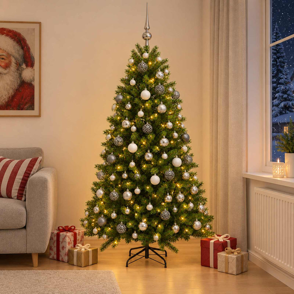 vidaXL Artificial Christmas Tree with Bauble 240 cm 300 LEDs