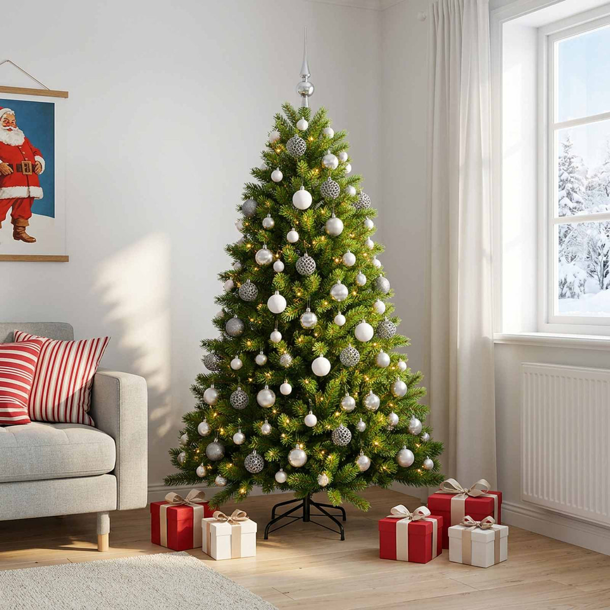 vidaXL Artificial Christmas Tree with Bauble 240 cm 300 LEDs 3