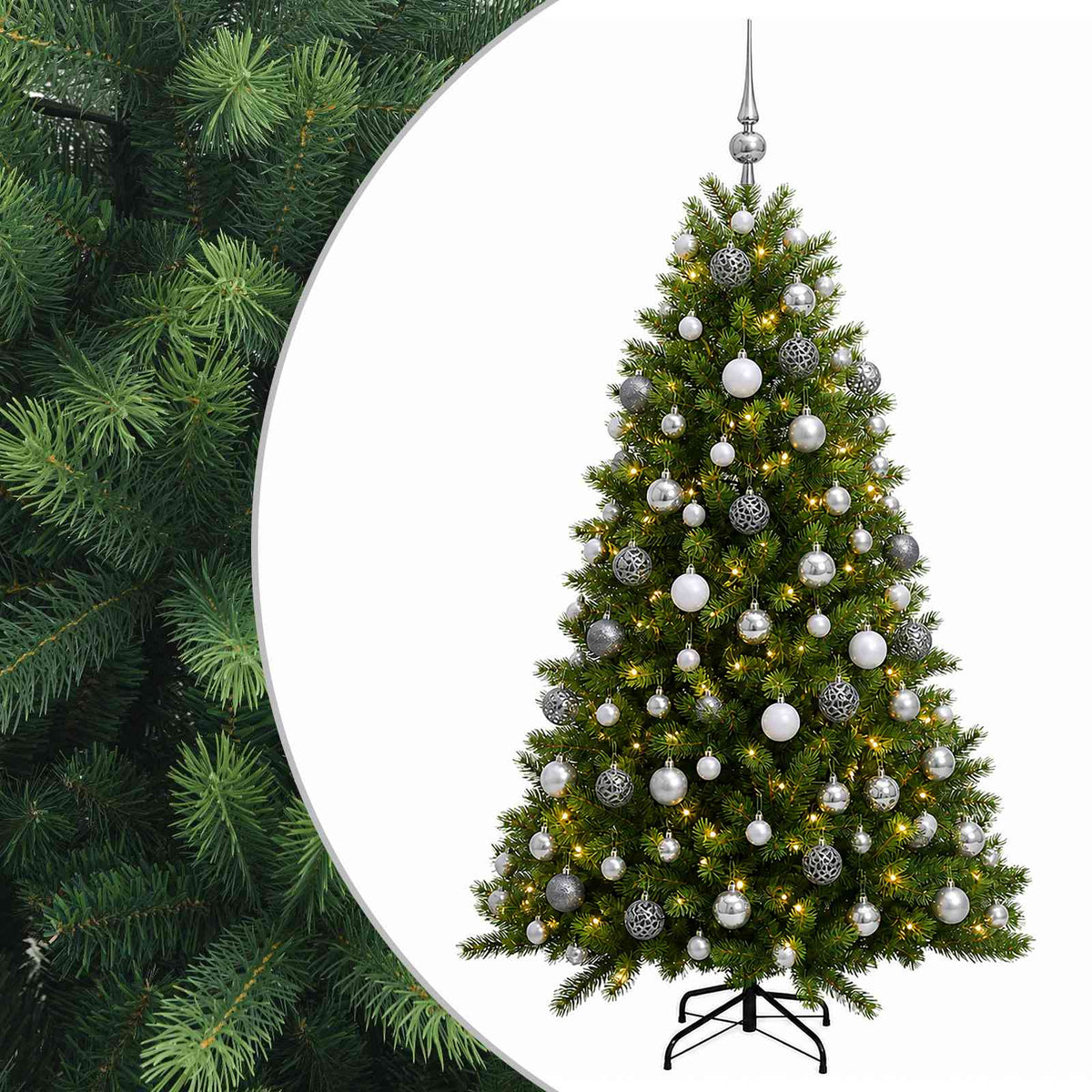 vidaXL Artificial Christmas Tree with Bauble 240 cm 300 LEDs 2