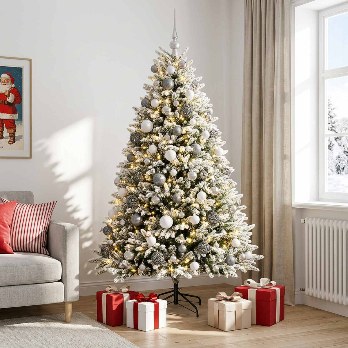 vidaXL Artificial Christmas Tree with Bauble 240 cm 300 LEDs 3