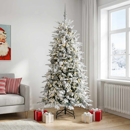 vidaXL Artificial Hinged Christmas Tree 240 cm 300 LEDs Warm White 3
