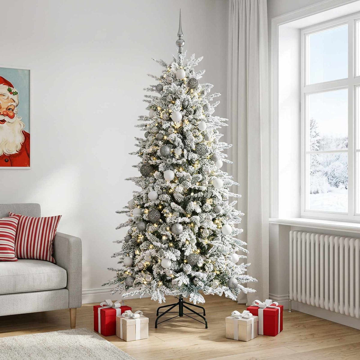 vidaXL Artificial Hinged Christmas Tree 180 cm 300 LEDs Warm White 3