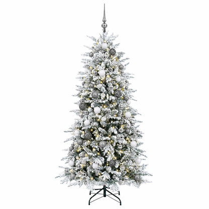 vidaXL Artificial Hinged Christmas Tree 180 cm 300 LEDs Warm White 4