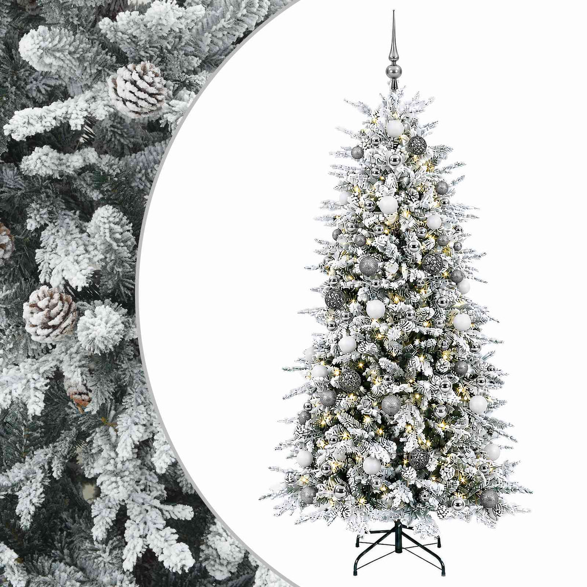 vidaXL Artificial Hinged Christmas Tree 240 cm 300 LEDs Warm White 2