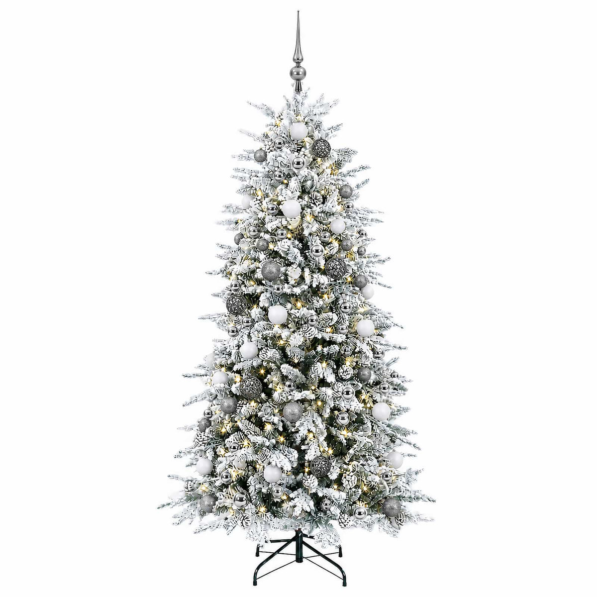 vidaXL Artificial Hinged Christmas Tree 240 cm 300 LEDs Warm White 4