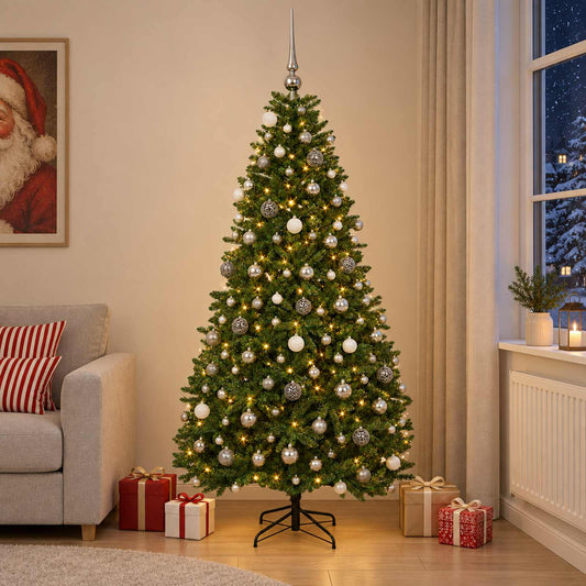 vidaXL Artificial Christmas Tree Mid-green with Bauble 300 cm 600 LEDs 1