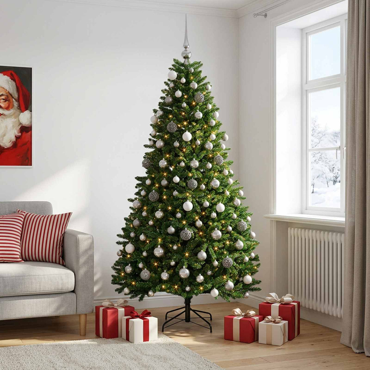 Artificial Christmas Tree Mid-green Bauble LEDs