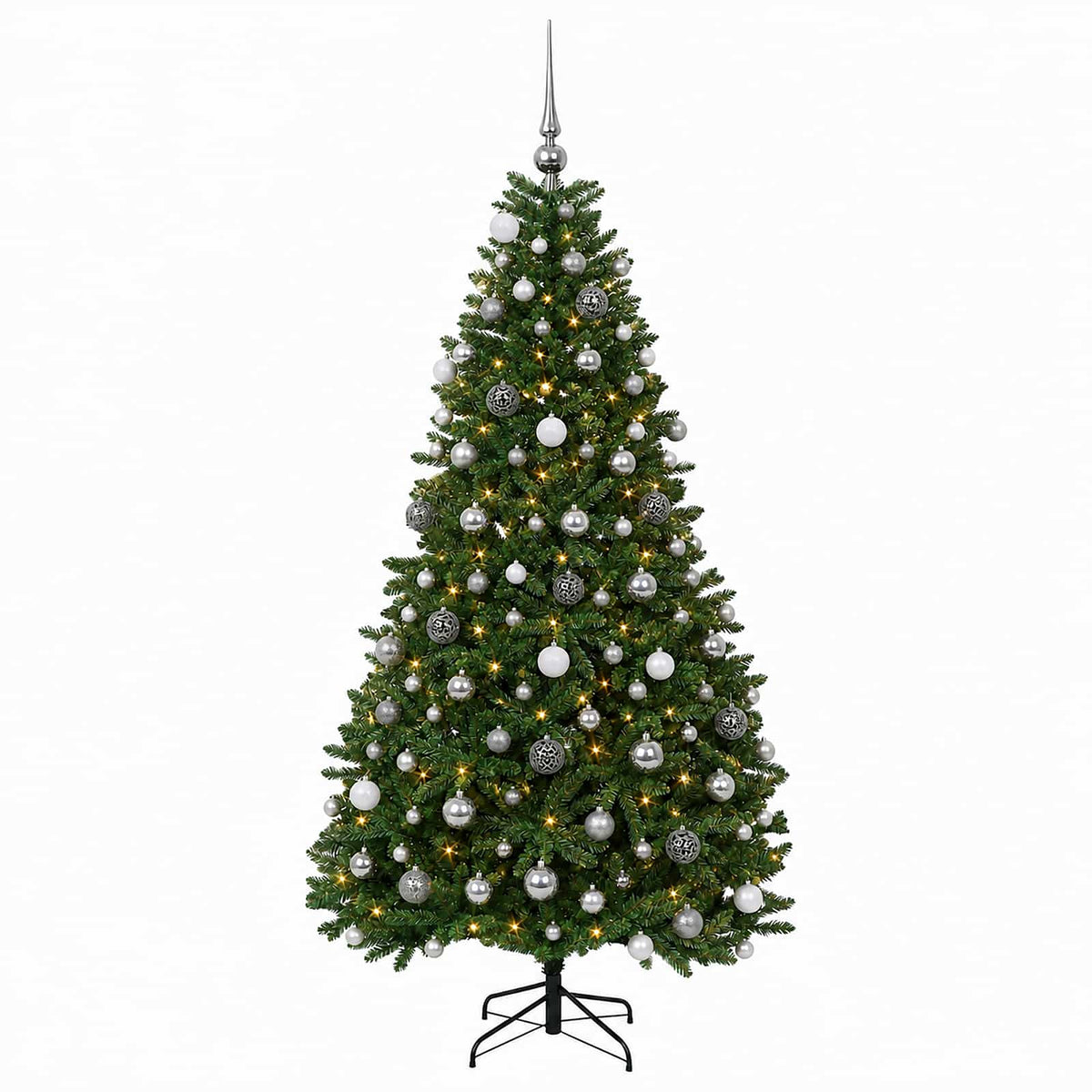 vidaXL Artificial Christmas Tree Mid-green with Bauble 240 cm 300 LEDs 4