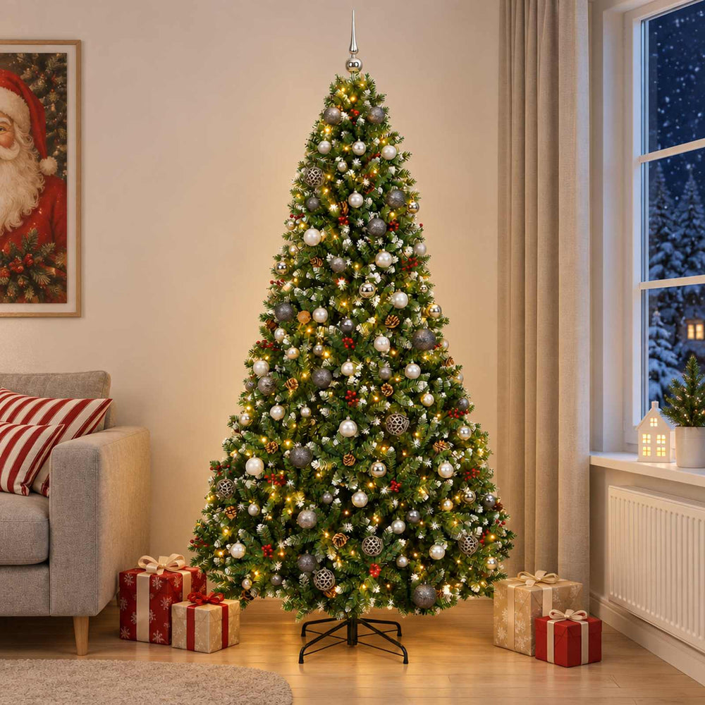 vidaXL Artificial Christmas Tree with Bauble 210 cm 300 LEDs