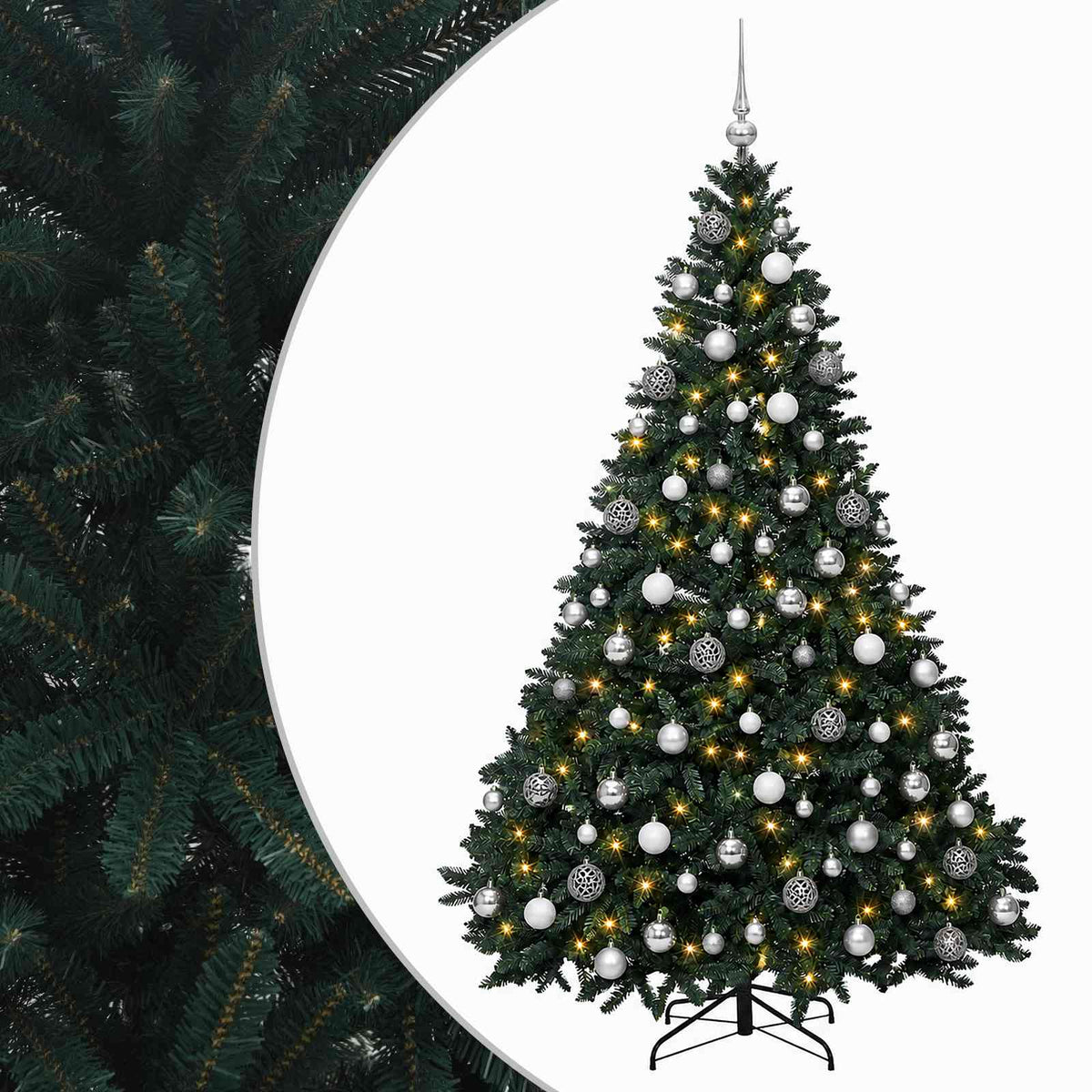 vidaXL Artificial Christmas Tree Dark Green with Bauble 240 cm 2