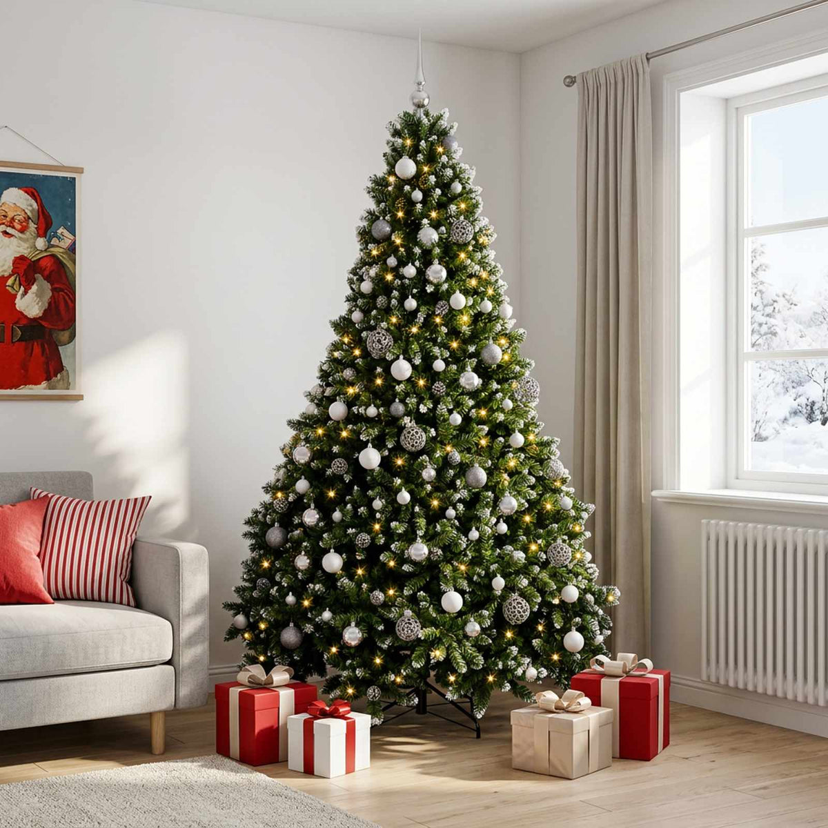 vidaXL Artificial Christmas Tree with Bauble 300 cm 600 LEDs 3