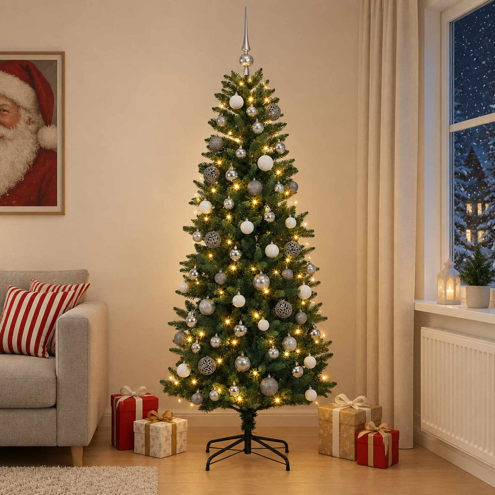 vidaXL Artificial Christmas Tree with Bauble 210 cm 300 LEDs
