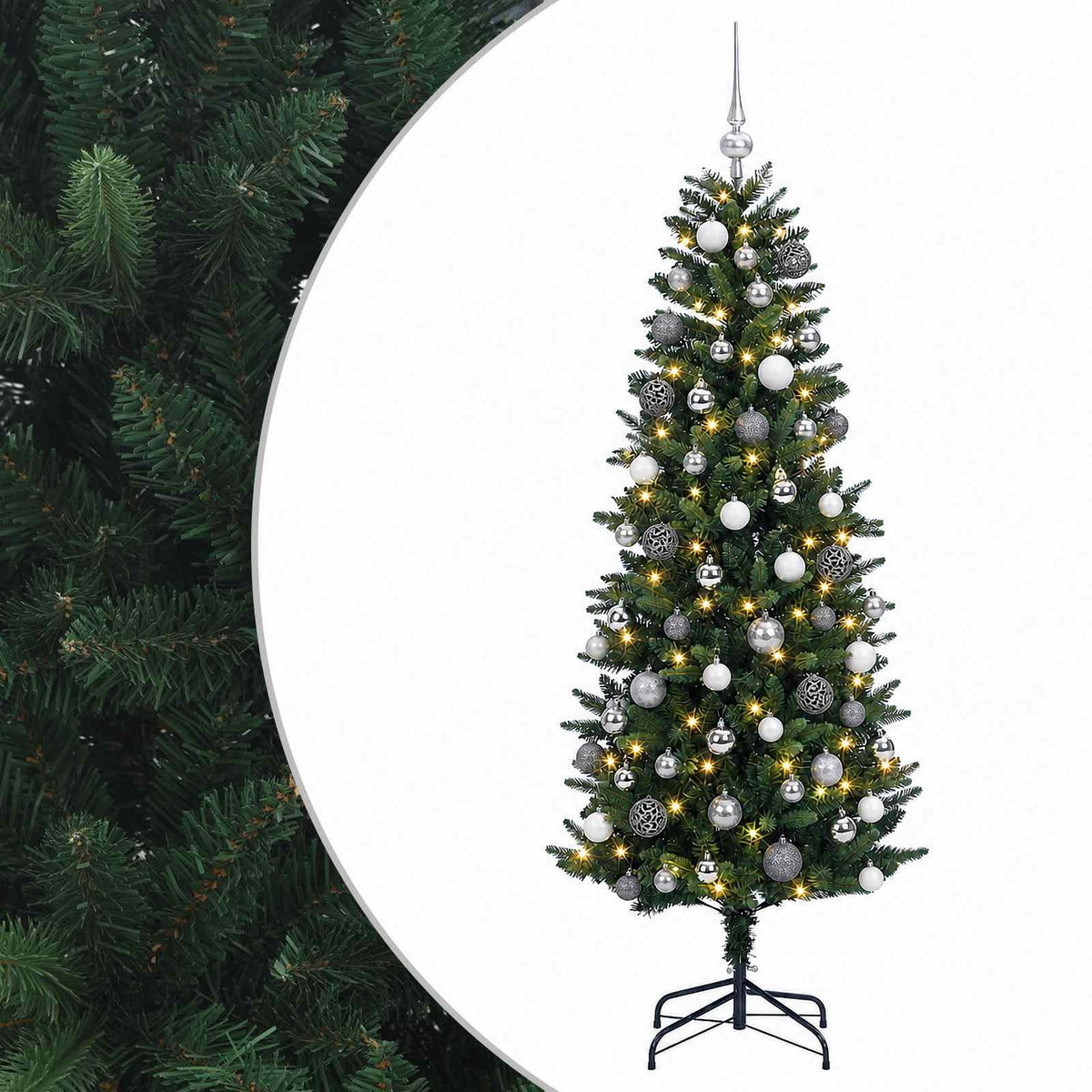 vidaXL Artificial Christmas Tree with Bauble 180 cm 300 LEDs 2