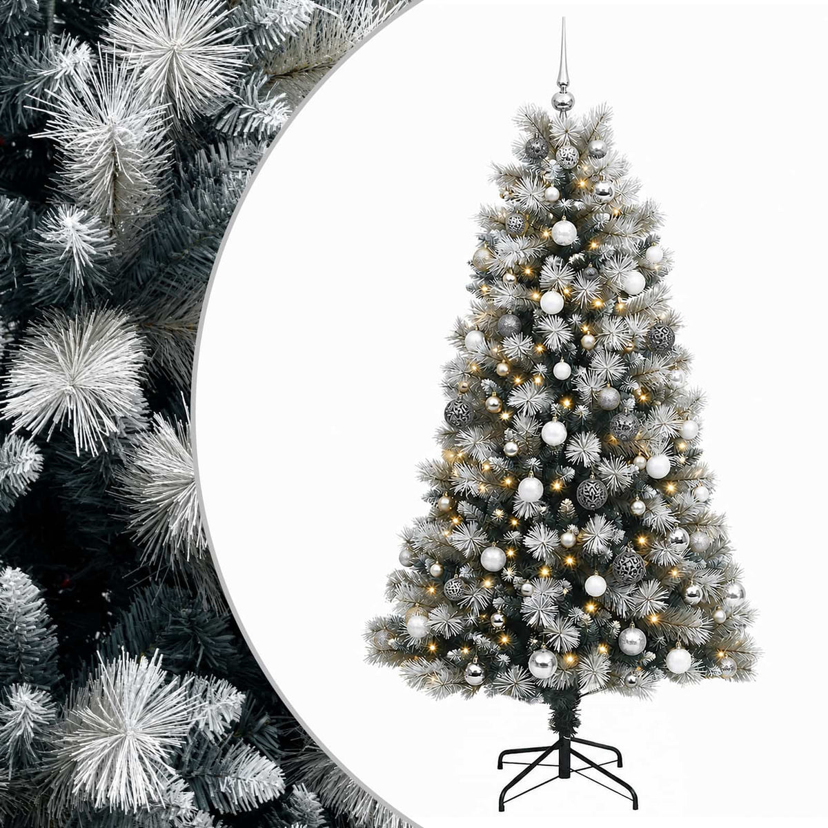 vidaXL Artificial Hinged Christmas Tree with Baubles 240 cm 300 LEDs 2