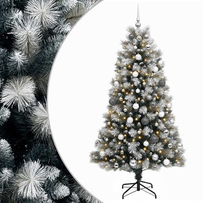 vidaXL Artificial Hinged Christmas Tree with Baubles 240 cm 300 LEDs 2