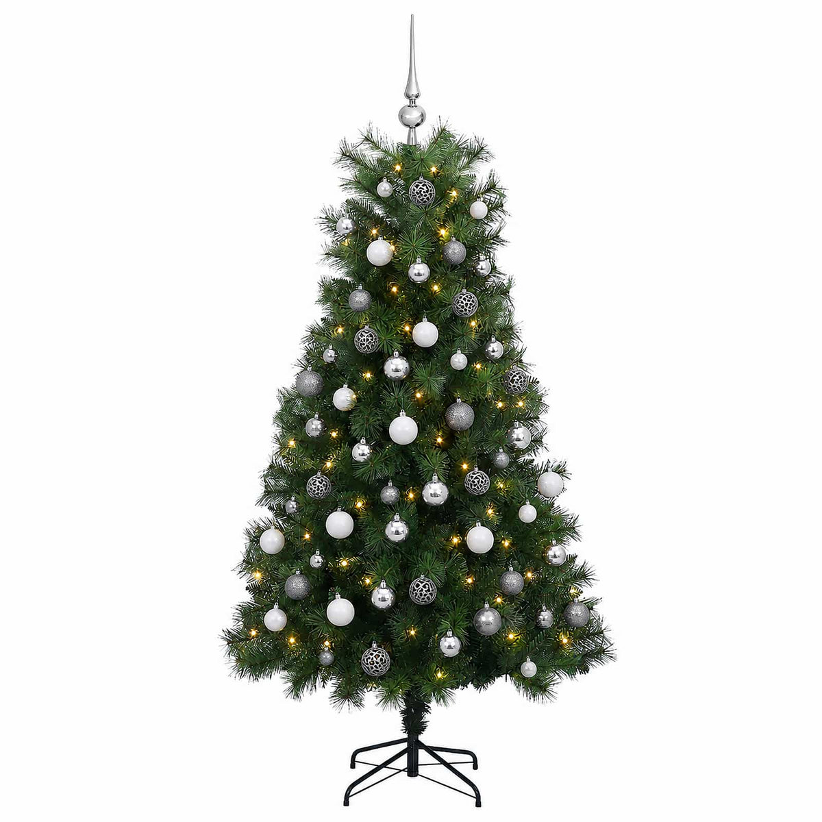 vidaXL Artificial Hinged Christmas Tree with Baubles 240 cm 300 LEDs 4