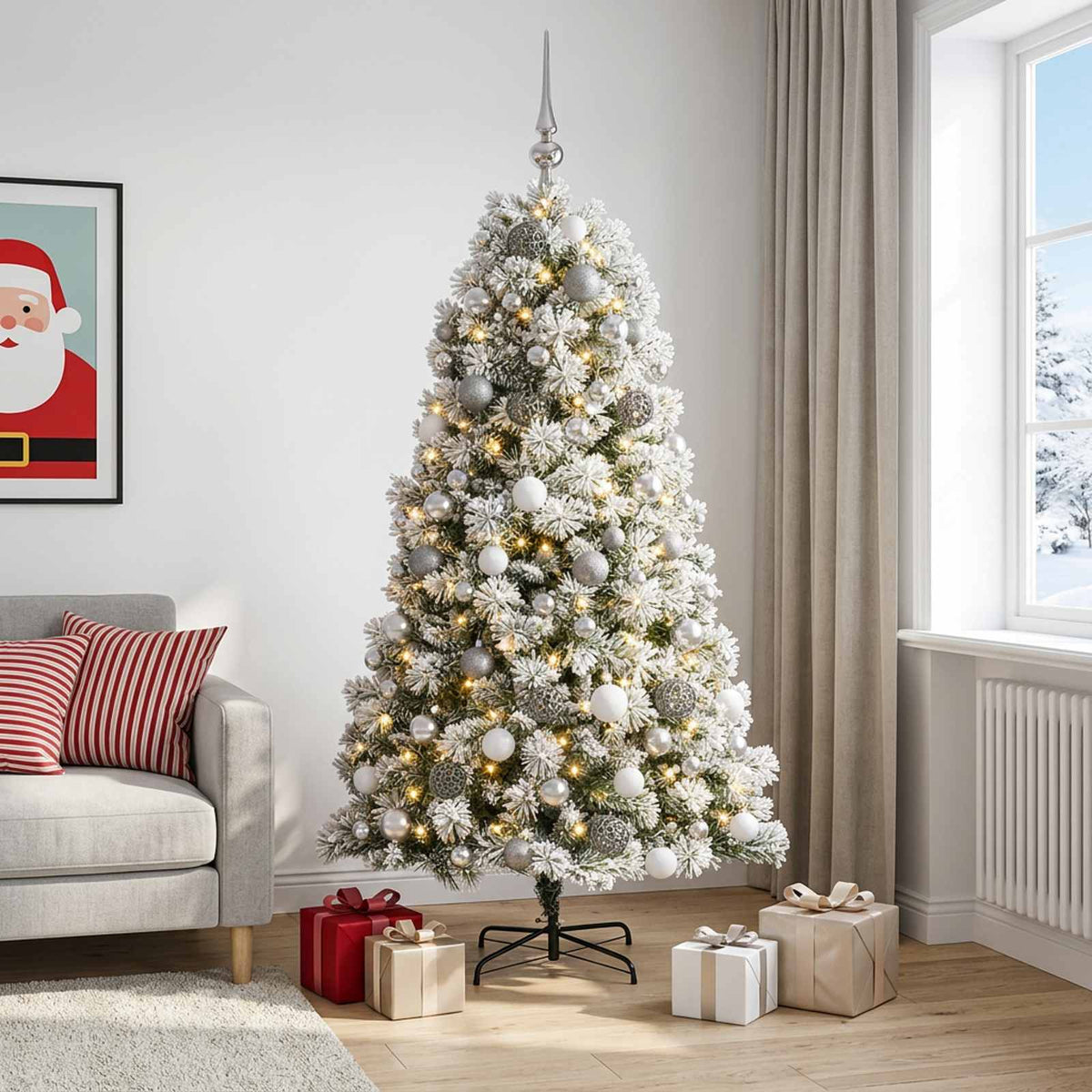Artificial Hinged Christmas Tree Baubles LEDs