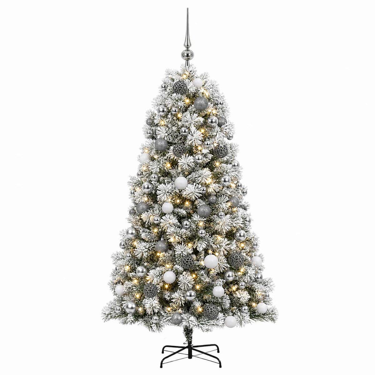 vidaXL Artificial Hinged Christmas Tree with Baubles 180 cm 300 LEDs 4