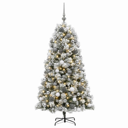 vidaXL Artificial Hinged Christmas Tree with Baubles 180 cm 300 LEDs 4