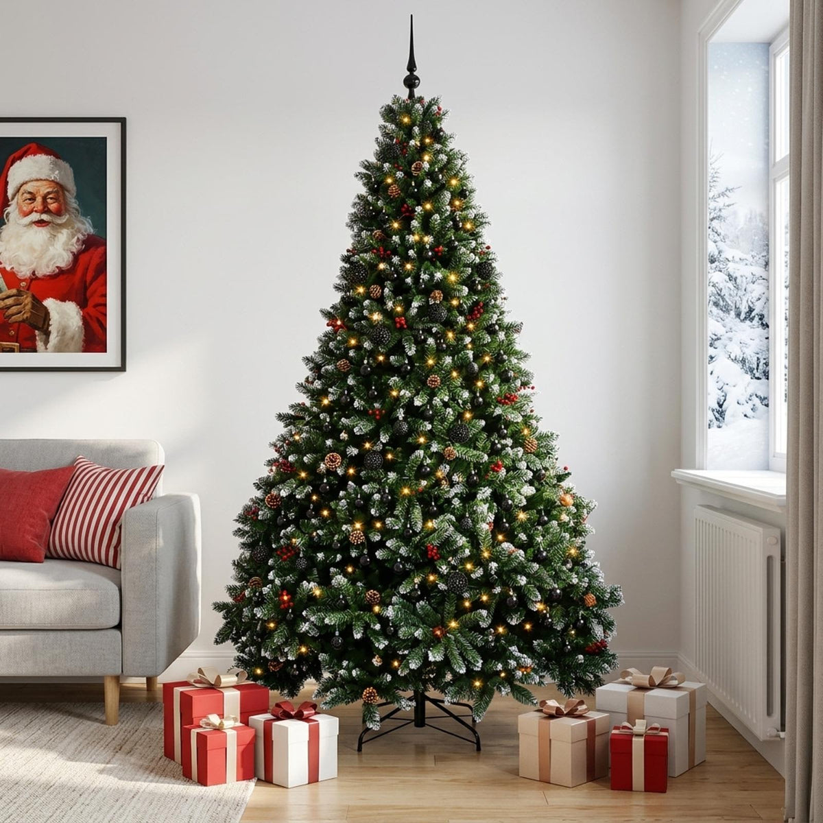 vidaXL Artificial Christmas Tree Green with Bauble 300 cm 600 LEDs 3