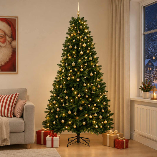vidaXL Artificial Christmas Tree Mid-green with Bauble 300 cm 600 LEDs 1