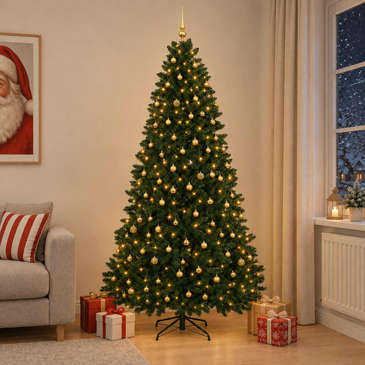 vidaXL Artificial Christmas Tree Dark Green with Bauble 270 cm 1