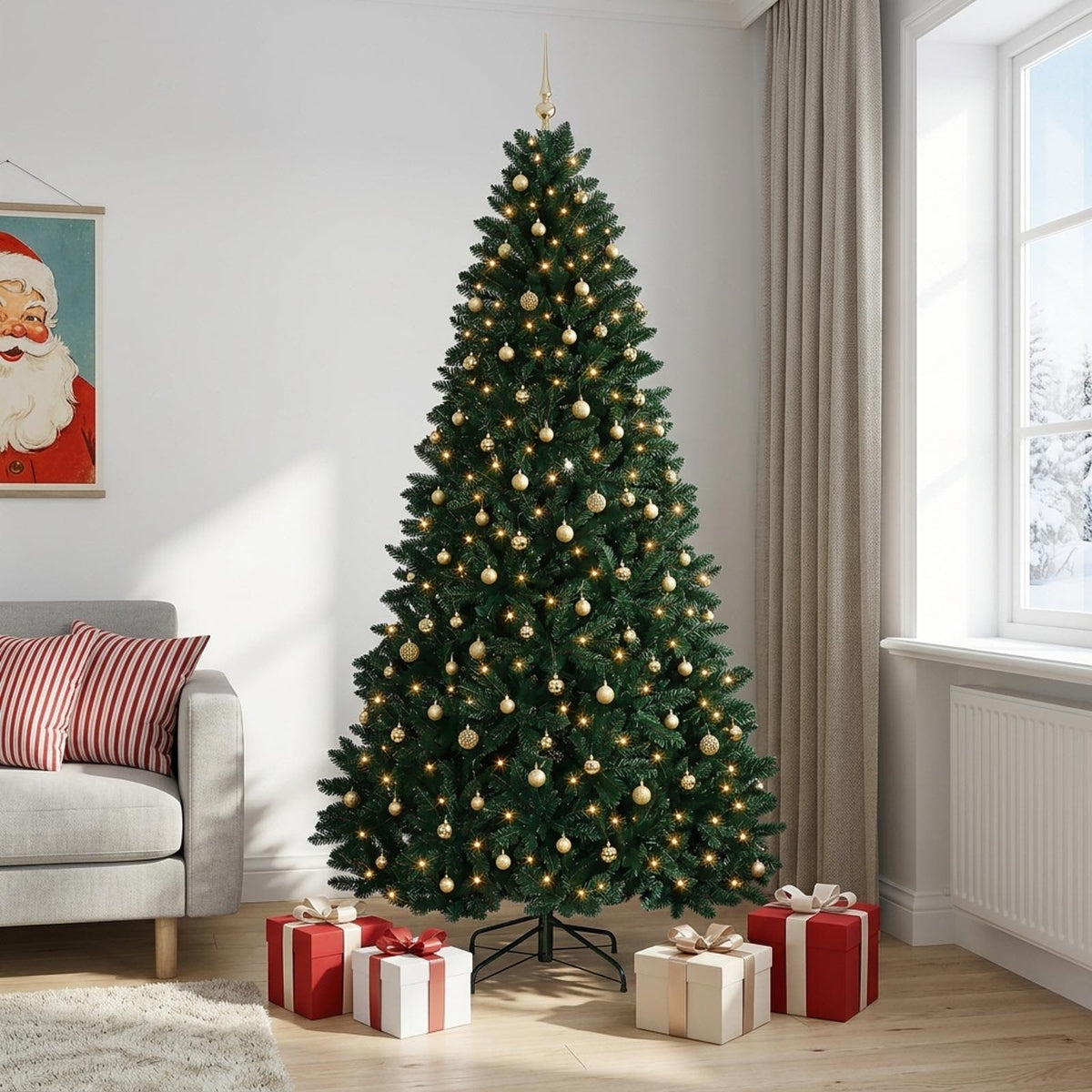 vidaXL Artificial Christmas Tree Dark Green with Bauble 300 cm 3