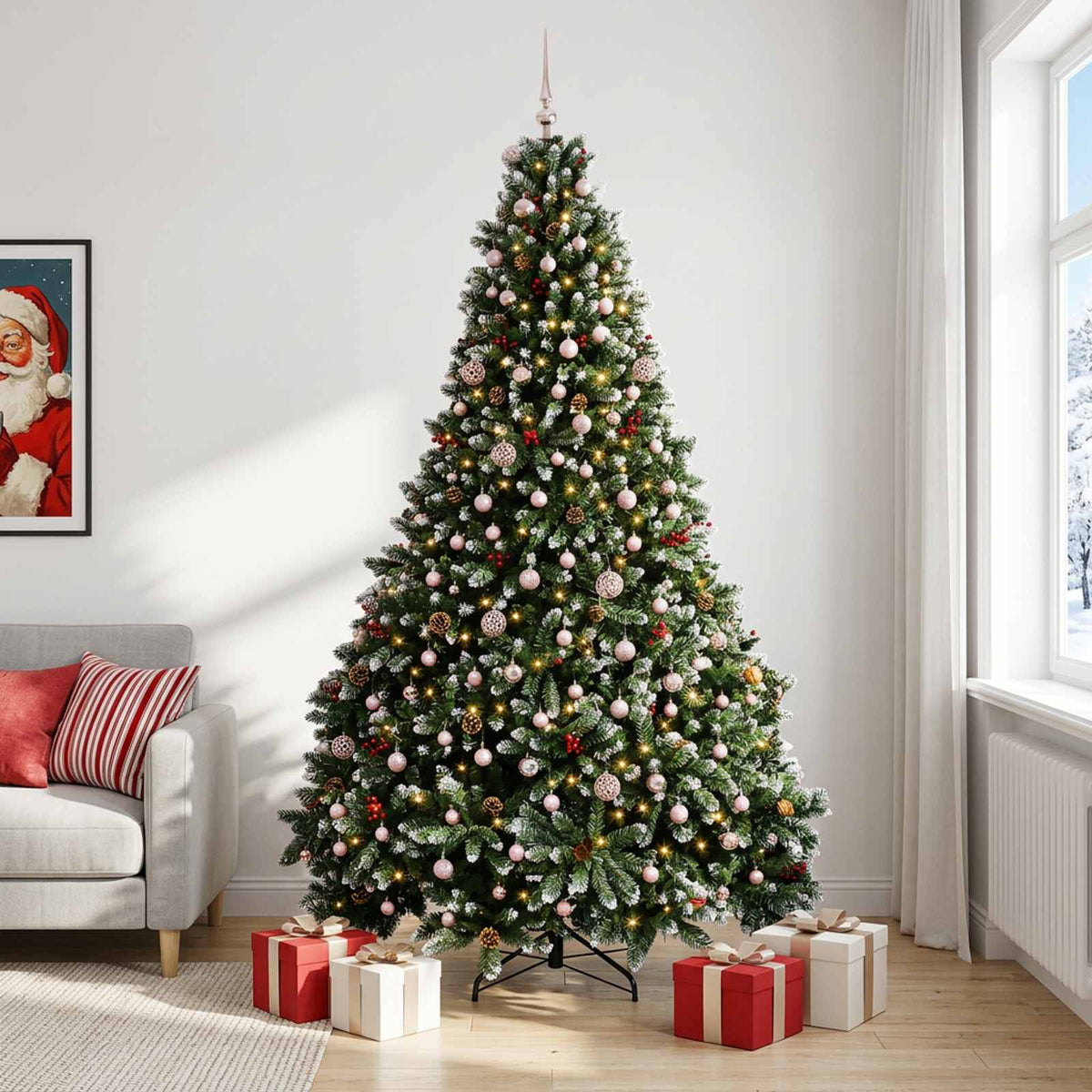 vidaXL Artificial Christmas Tree Green with Bauble 300 cm 600 LEDs 3