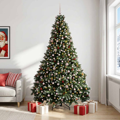 Artificial Christmas Tree Green with Bauble 300 cm 600 LEDs Green with frosted tips Ø 177 x 300 cm with 300 LEDs&pink balls