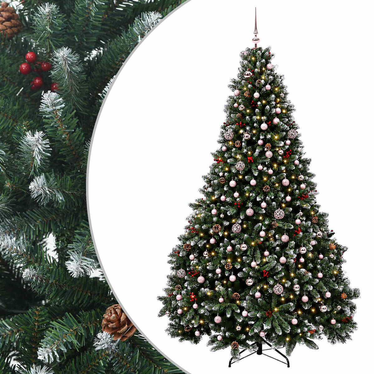 vidaXL Artificial Christmas Tree Green with Bauble 300 cm 600 LEDs 2