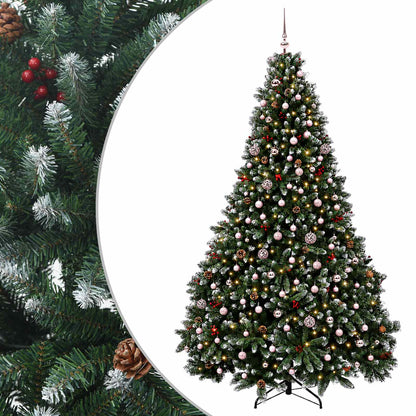 Artificial Christmas Tree Green with Bauble 300 cm 600 LEDs Green with frosted tips Ø 177 x 300 cm with 300 LEDs&pink balls