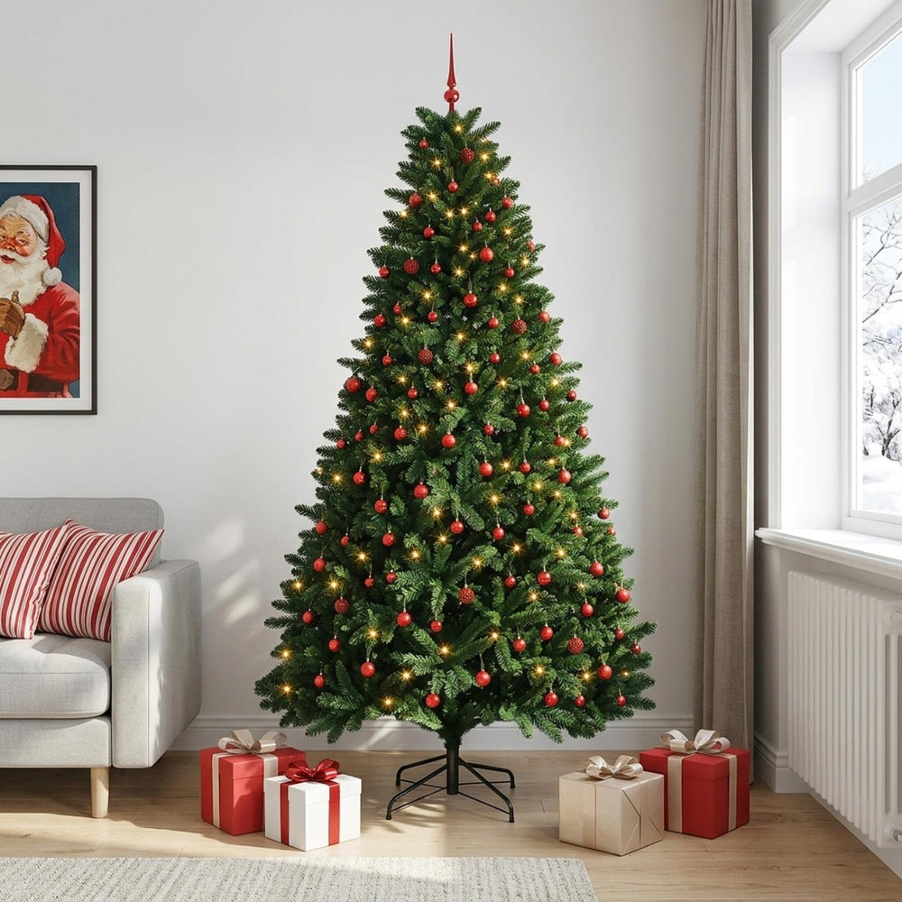vidaXL Artificial Christmas Tree Mid-green with Bauble 300 cm 600 LEDs