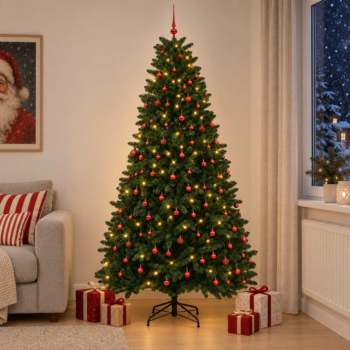vidaXL Artificial Christmas Tree Mid-green with Bauble 300 cm 600 LEDs 3