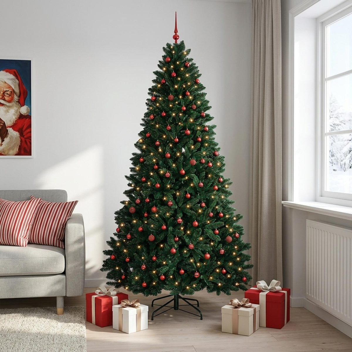 vidaXL Artificial Christmas Tree Dark Green with Bauble 270 cm 1