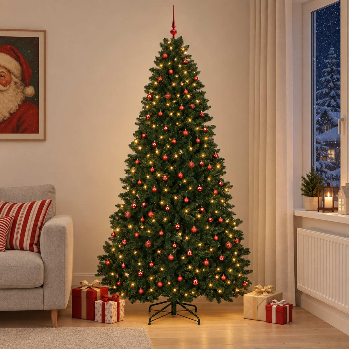 vidaXL Artificial Christmas Tree Dark Green with Bauble 300 cm 3