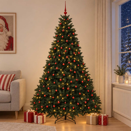 vidaXL Artificial Christmas Tree Dark Green with Bauble 270 cm 1