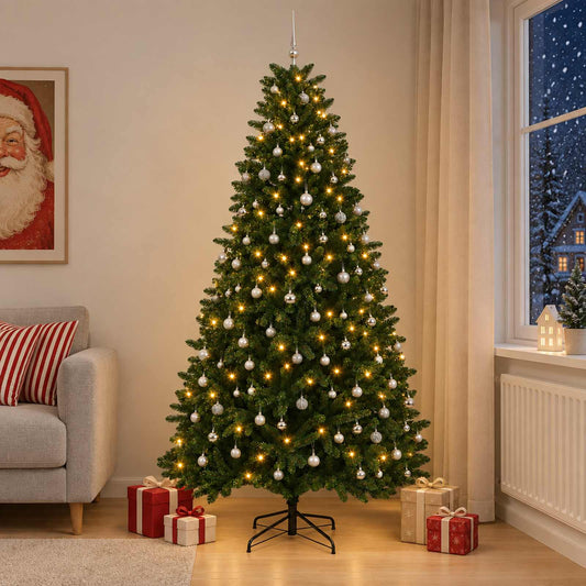 vidaXL Artificial Christmas Tree Mid-green with Bauble 300 cm 600 LEDs 1