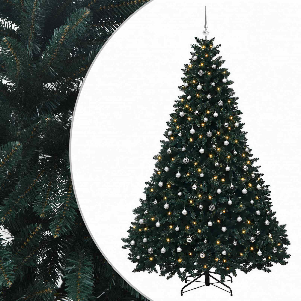 vidaXL Artificial Christmas Tree Dark Green with Bauble 270 cm 2
