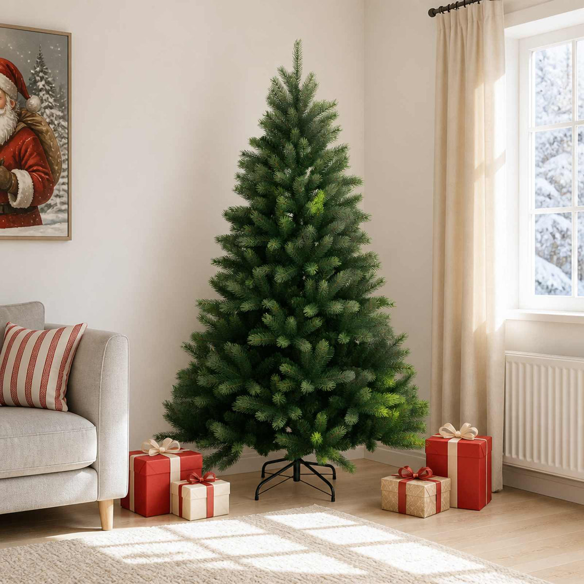 vidaXL Artificial Hinged Christmas Tree 240 cm PVC and Metal Green 1