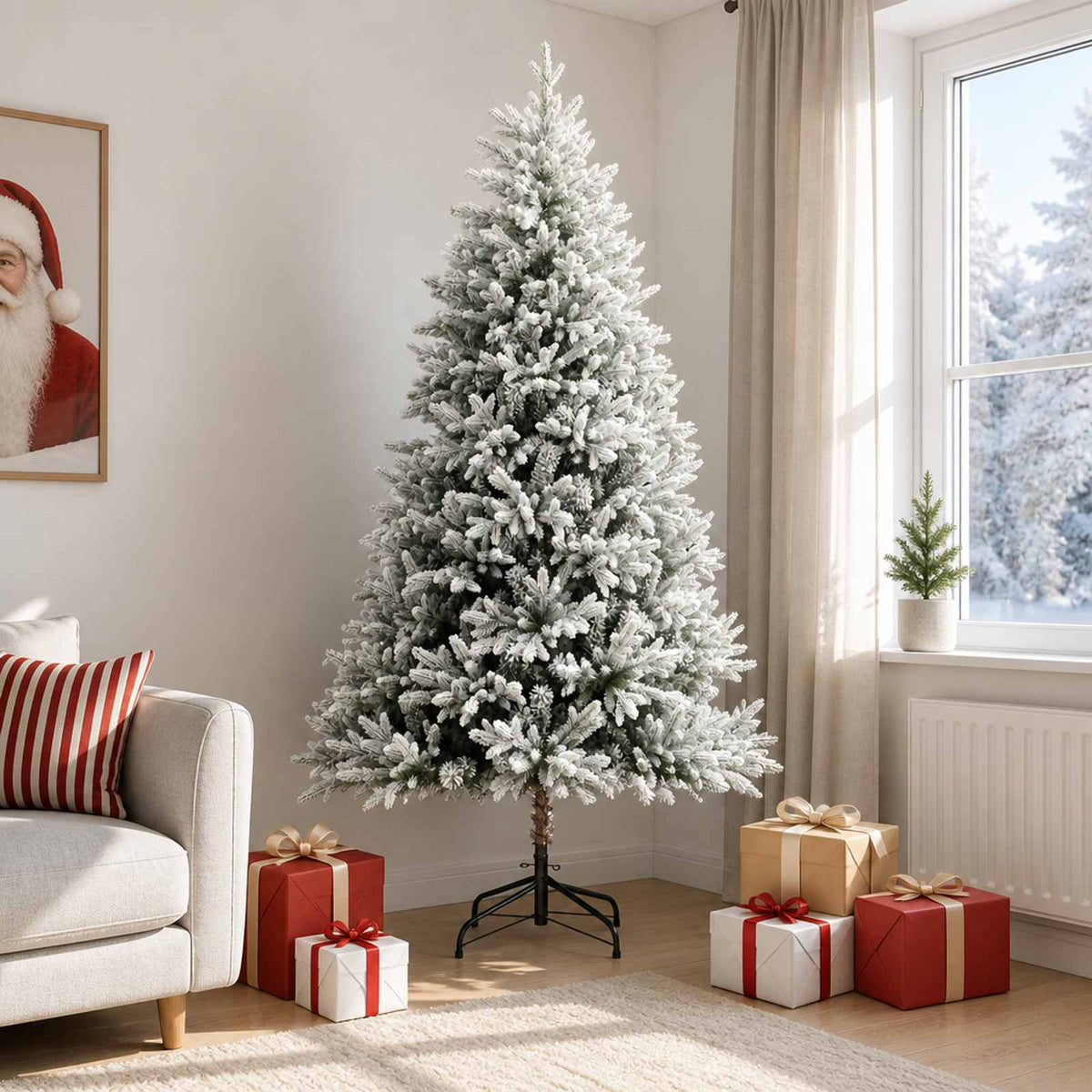 vidaXL Artificial Hinged Christmas Tree 210 cm PVC and Metal 1